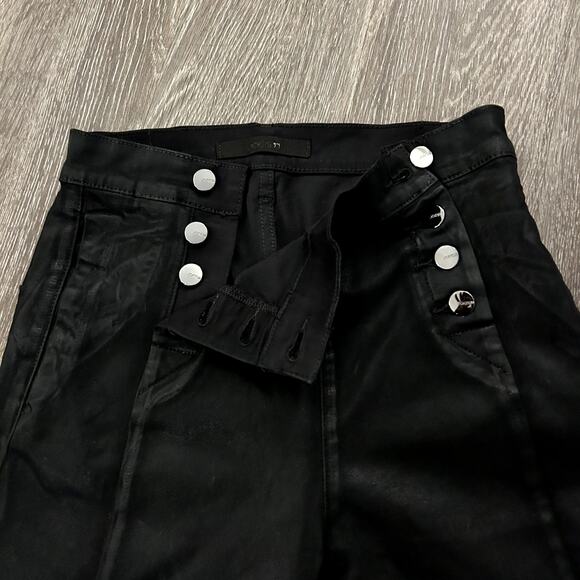 Joe's Jeans Savannah Black Coated Wide Leg Crop Jean Pants Size 26 Sailor Style - Picture 10 of 15